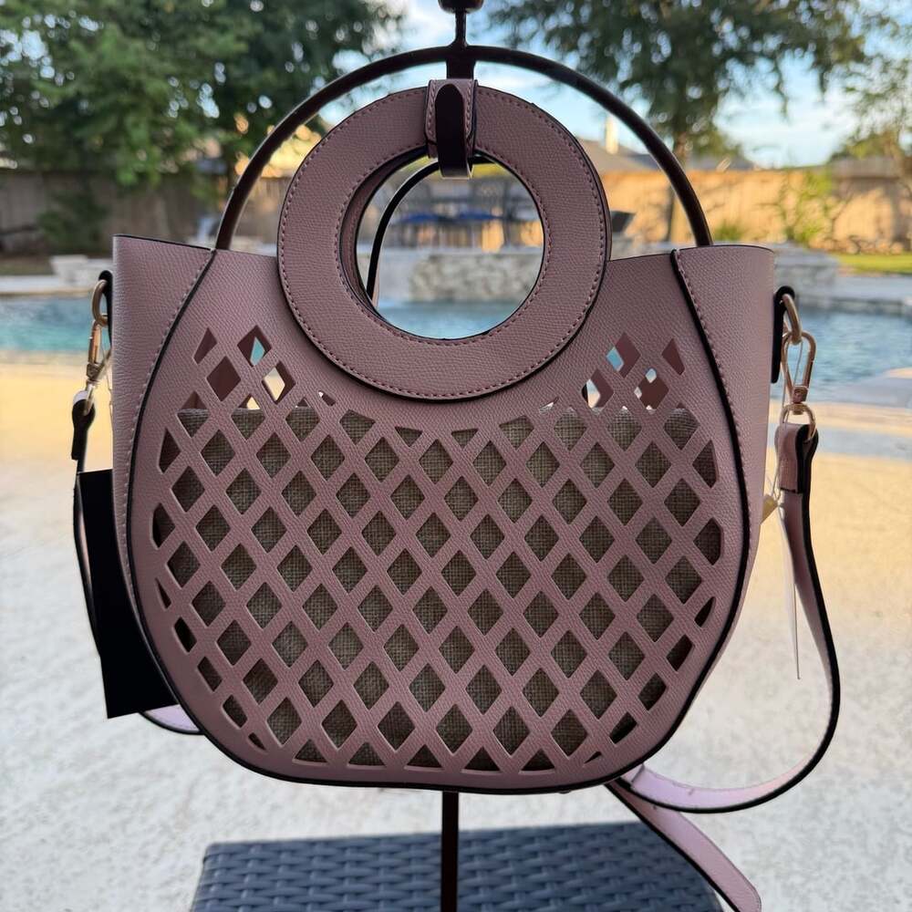 Isabelle 2 In 1 Cut-Out Medium Satchel Handbag Pink #008